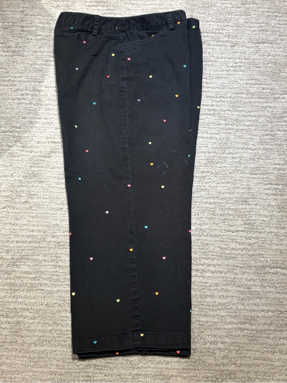 Rafaella Black Straight-Leg Jeans with Tiny Multicolor Hearts